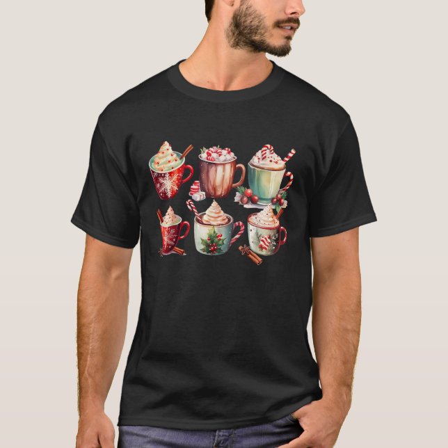 Hot Cocoa Christmas Cup Hot Chocolate Candy Cane X T-Shirt (Front)