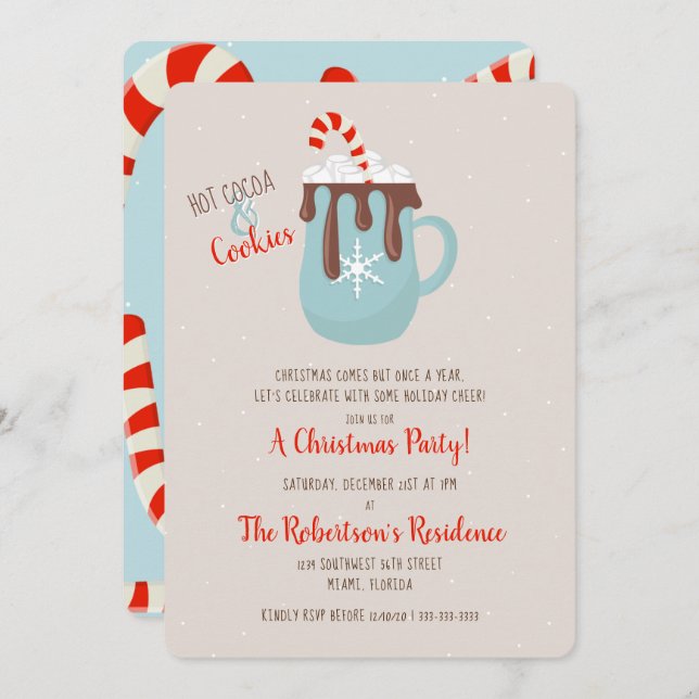 Hot Cocoa Christmas Invitation (Front/Back)
