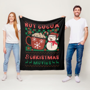 hot cocoa Christmas movies snowman Fleece Blanket