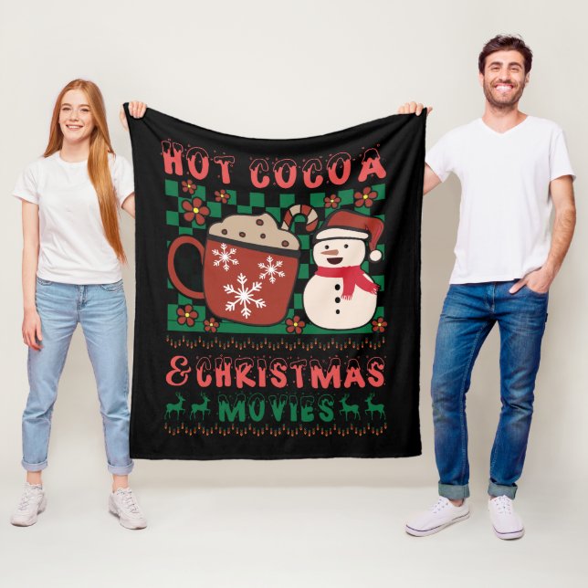 hot cocoa Christmas movies snowman Fleece Blanket (In Situ)
