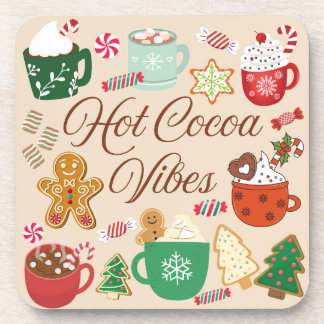 Hot Cocoa Christmas Vibes Beverage Coaster