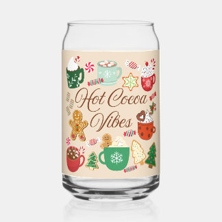Hot Cocoa Christmas Vibes Can Glass