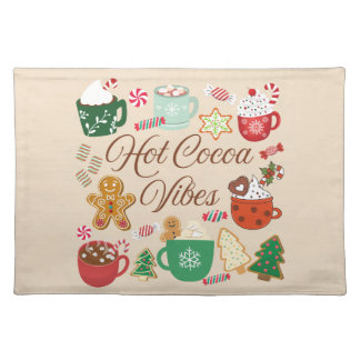Hot Cocoa Christmas Vibes Cloth Placemat