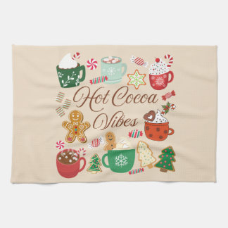 Hot Cocoa Christmas Vibes Kitchen Towel