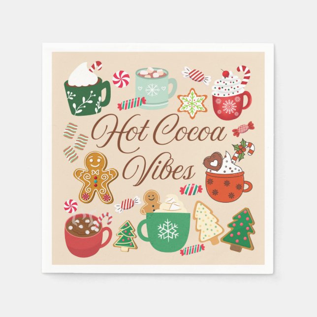 Hot Cocoa Christmas Vibes Napkins (Front)