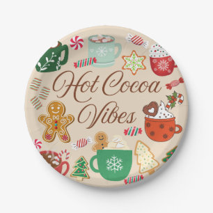 Hot Cocoa Christmas Vibes Paper Plates