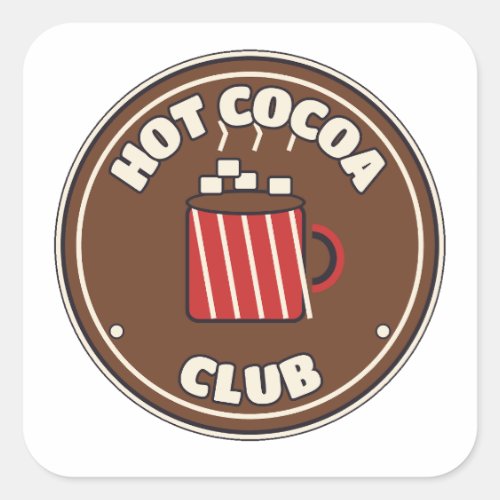 Hot Cocoa Club Retro Badge Cozy Winter Square Sticker