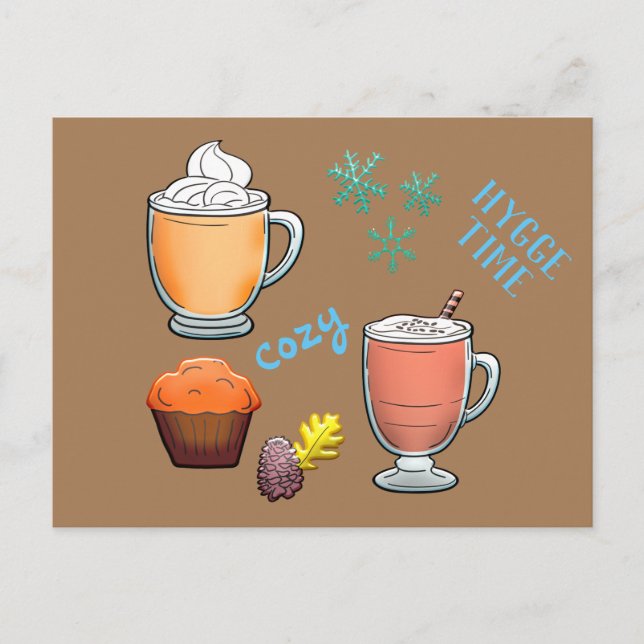 Hot Cocoa Coffee Cozy Hygge Time  Postcard (Front)