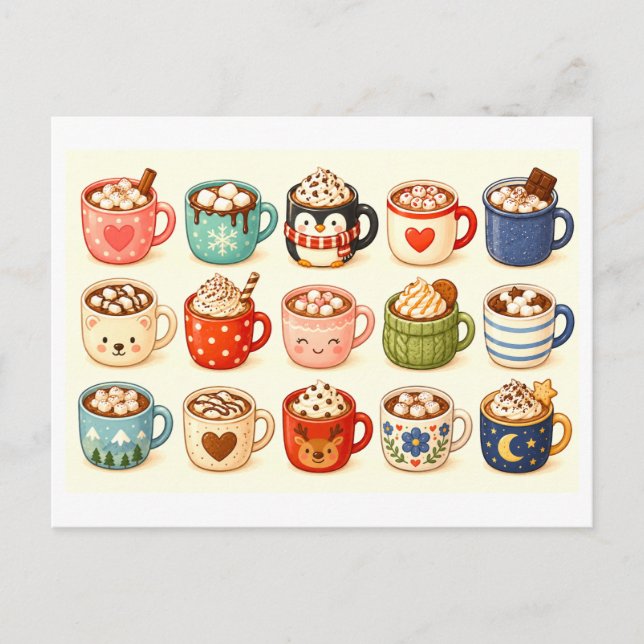 Hot Cocoa Collage Postcard (Front)