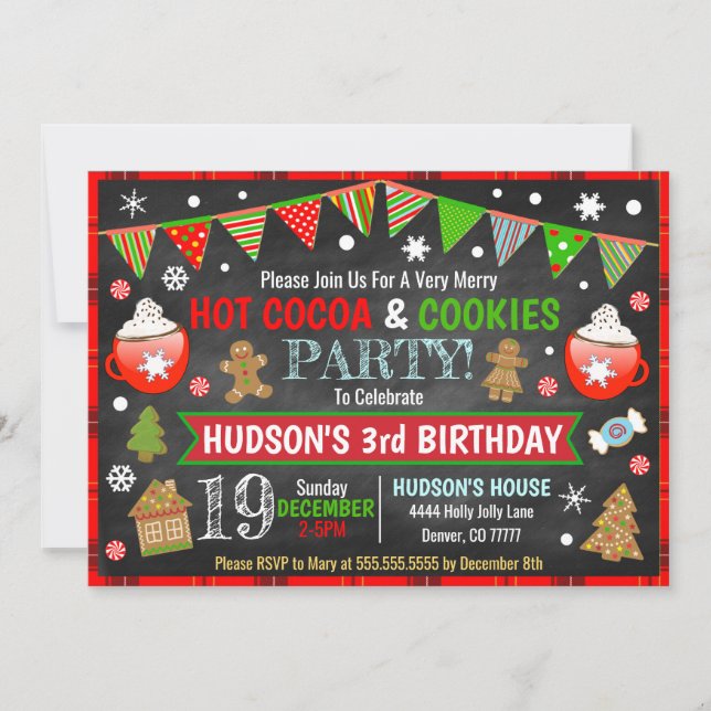 Hot Cocoa & Cookie Christmas Invitation (Front)