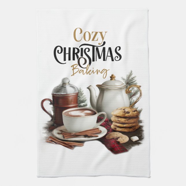 Hot Cocoa & Cookie Kitchen Towel (Vertical)