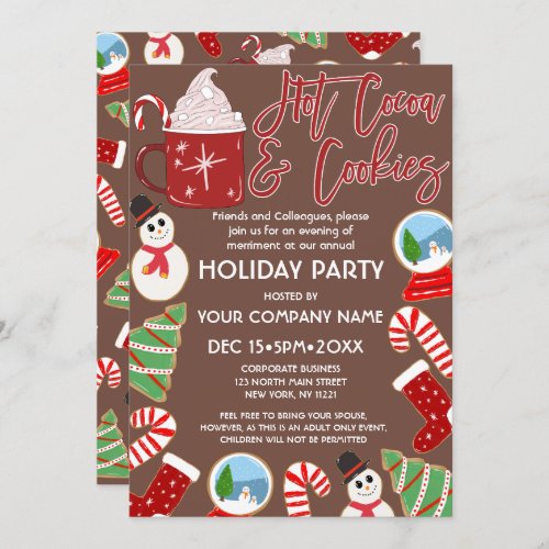 Hot Cocoa Cookies Illustration Christmas Corporate Invitation