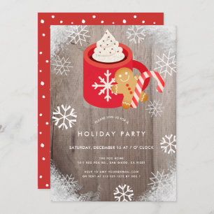 Hot Cocoa & Cookies Red Holiday Party Invitation