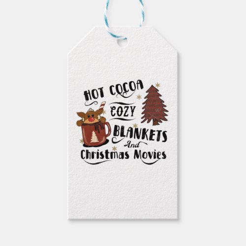 Hot Cocoa Cozy Blankets And Christmas Movies Cute  Gift Tags