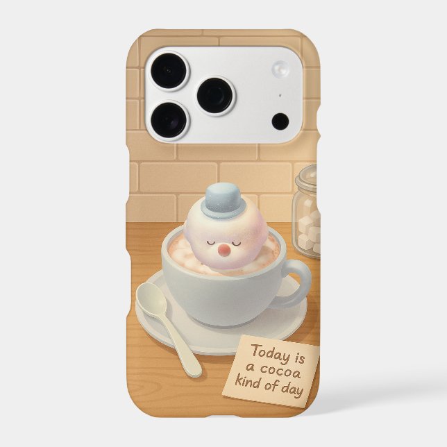 Hot Cocoa Day: Smiling Bichon Marshmallow Art iPhone Case (Back)