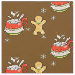 hot cocoa drink + gingerbread man fabric