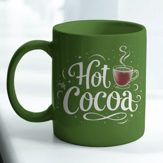 Hot Cocoa Elegant White Script Quote Hot Cocoa Mug (Creator Uploaded)