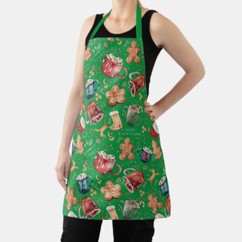 Hot Cocoa Gingerbread Cookies Rustic Christmas Apron