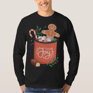 Hot Cocoa Gingerbread Man with Candy Cane Joy T-Shirt