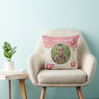 Hot Cocoa Holiday Party Watercolor Art Throw Pillow