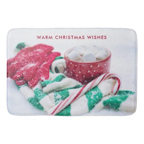 Hot Cocoa Marshmallows  Candy Cane Christmas Bath Mat