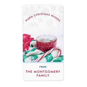 Hot Cocoa Marshmallows & Candy Cane Christmas Gift Label