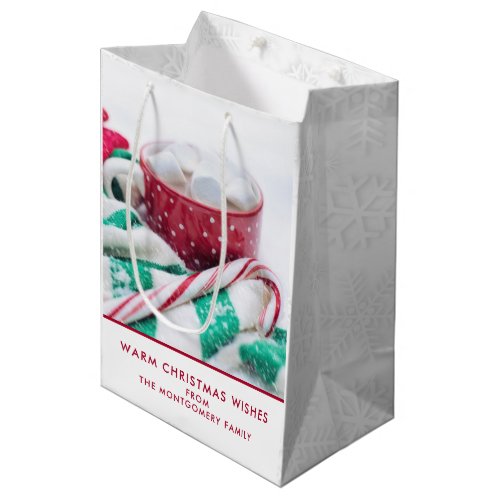 Hot Cocoa Marshmallows  Candy Cane Christmas Medium Gift Bag