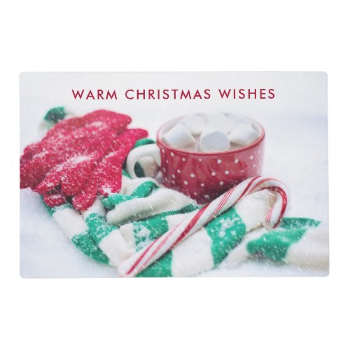 Hot Cocoa Marshmallows  Candy Cane Christmas Placemat