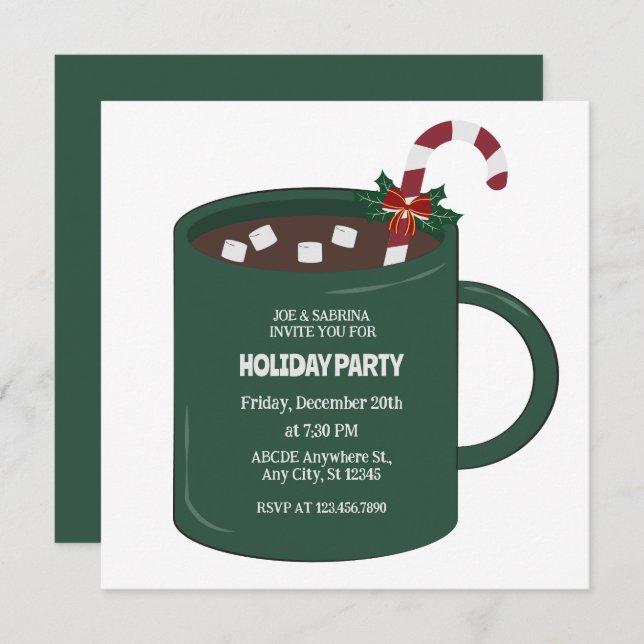 Hot cocoa mug  invitation (Front/Back)