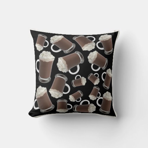 Hot cocoa pattern throw pillow