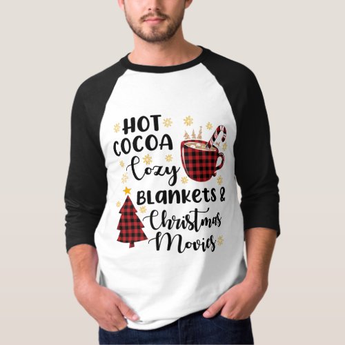 hot cocoa plaid Christmas family matching pajamas T_Shirt
