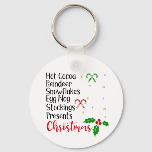 Hot Cocoa Reindeer Snowflakes Egg Nog Christmas  Keychain