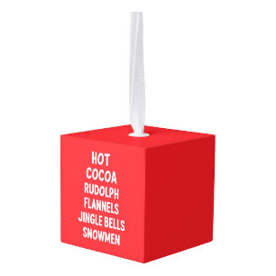 Hot Cocoa Rudolph Flannels Jingle Bells Santa  Cube Ornament