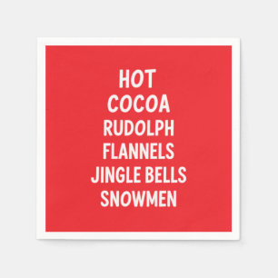 Hot Cocoa Rudolph Flannels Jingle Bells Santa  Napkins