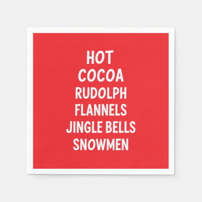 Hot Cocoa Rudolph Flannels Jingle Bells Santa  Napkins (Front)