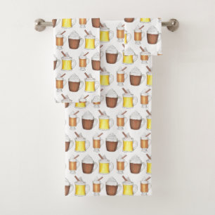 Hot Cocoa Rum Eggnog Winter Holiday Drinks Bath Towel Set