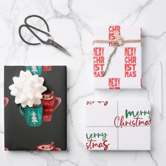Hot Cocoa Rustic Christmas  Wrapping Paper Sheets (Front)