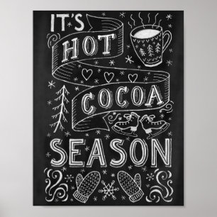 Hot cocoa season chalk hand lettering quote poster