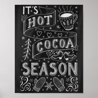 Hot cocoa season chalk hand lettering quote poster