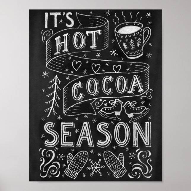 Hot cocoa season chalk hand lettering quote poster (Front)
