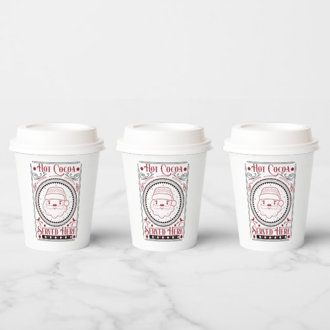 hot cocoa served here Christmas party Paper Cups (Multi)