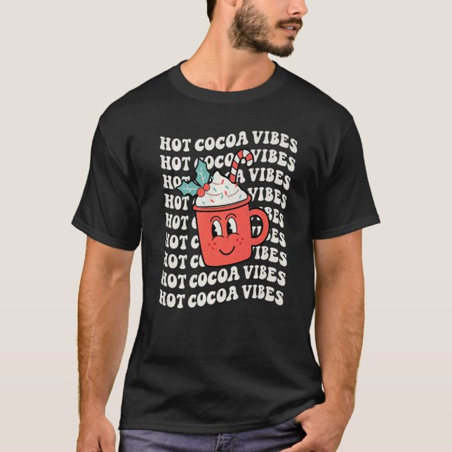 Hot Cocoa Vibes Retro Christmas Peppermint Hot Cho T-Shirt (Front)