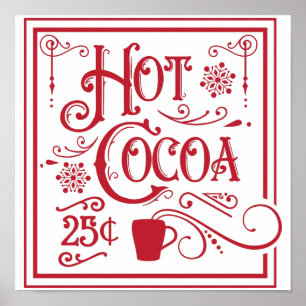 Hot Cocoa Vintage Retro Poster
