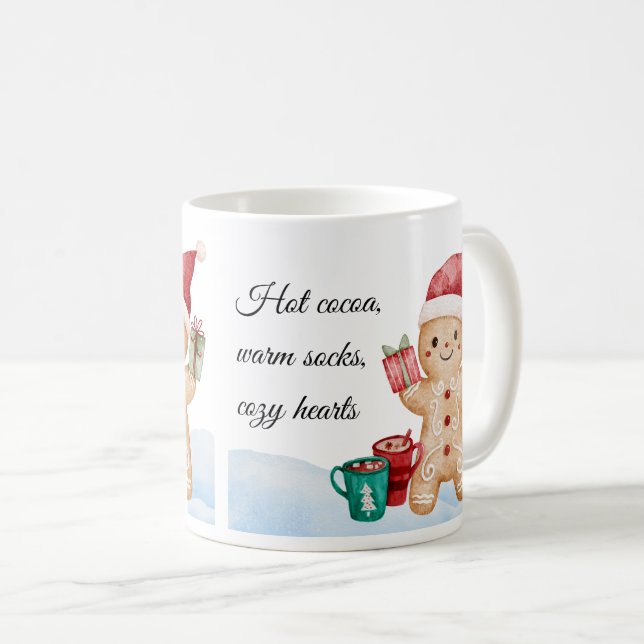 Hot Cocoa, Warm Socks Mug – Cozy Christmas Mug (Front Right)