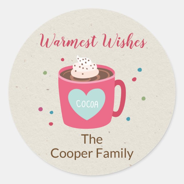 Hot Cocoa Warmest Wishes Sticker (Front)