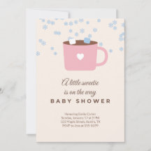 Hot Cocoa Winter Baby Shower Invitation Pink Blue