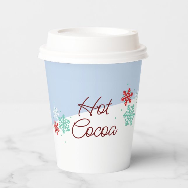 Hot Cocoa Winter Birthday Party Cups (Front)