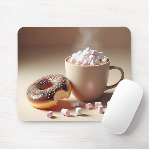 Hot Cocoa With Donut Mouse Pad