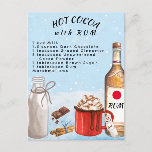 Hot Cocoa with Rum Chocolate Recipe Postcard