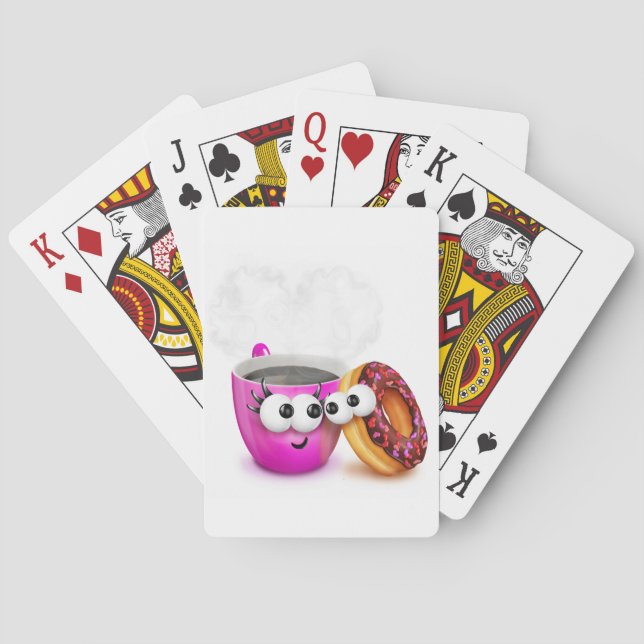 Hot Coffee And A Donut Playing Cards (Back)